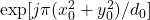 \mathrm{exp} [ \mathnormal{j} \pi (x_{0}^{2}+y_{0}^{2}) / \lambada \mathnormal{d}_{0}]